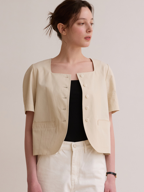 Volume half sleeve jacket - Beige