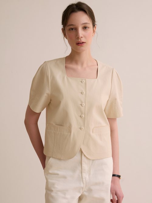 Volume half sleeve jacket - Beige