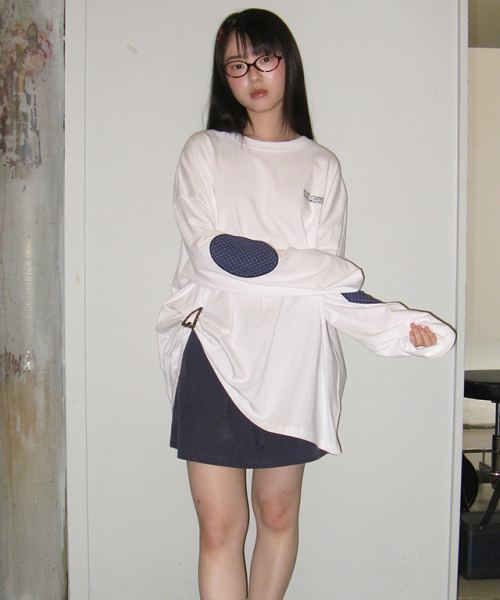 DOT ELBOW PATCH LONG SLEEVE WHITE
