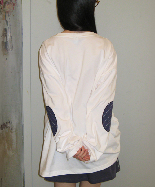 DOT ELBOW PATCH LONG SLEEVE WHITE