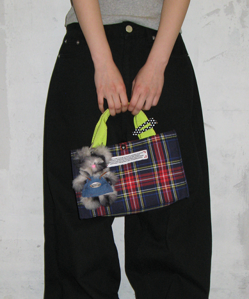 PETIT SQUARE MINI TOTE BAG RED CHECK