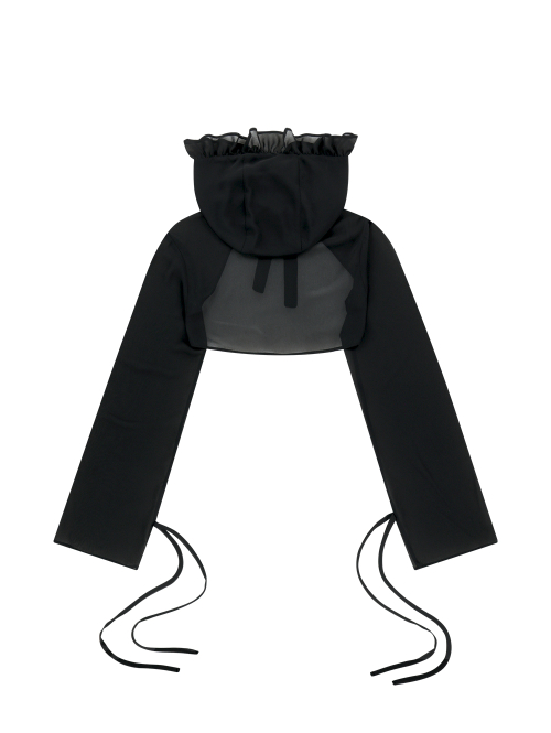 CHIFFON HOODED BOLERO [BLACK]