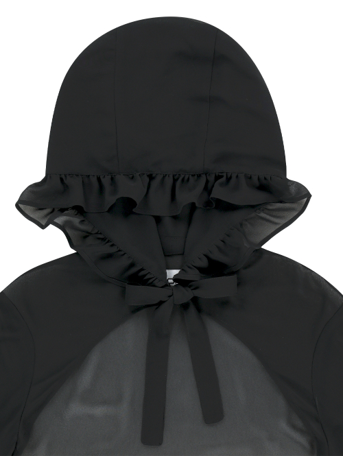 CHIFFON HOODED BOLERO [BLACK]