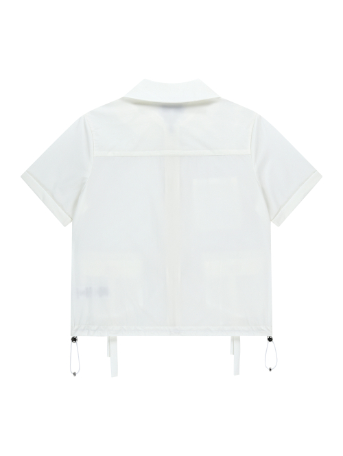 ROUND COLLAR NYLON ZIP-UP SHIRT [WHITE]