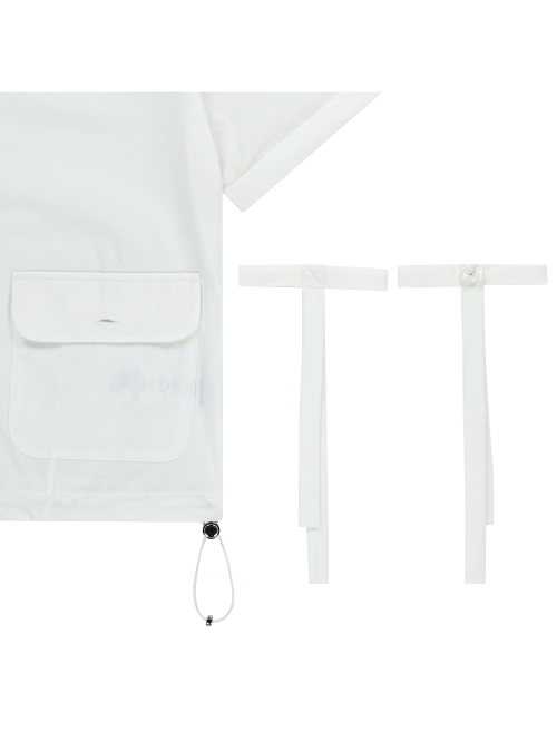 ROUND COLLAR NYLON ZIP-UP SHIRT [WHITE]