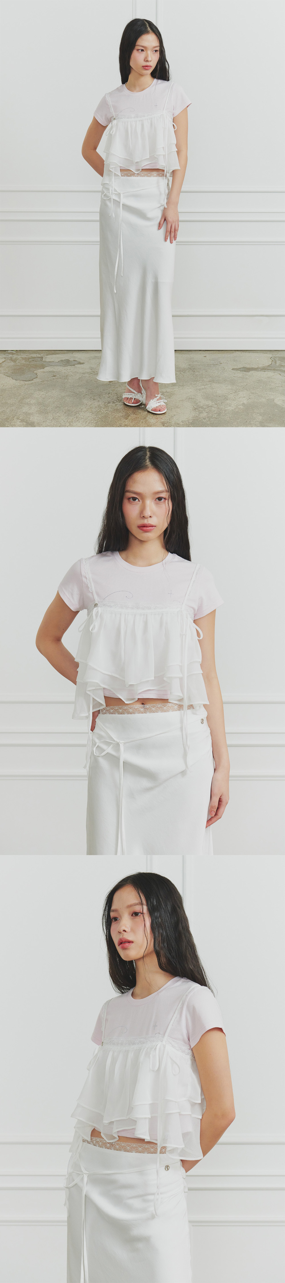 PAINORPLEASURE MERMAID FRILL TOP - 4 COLORS WHITE