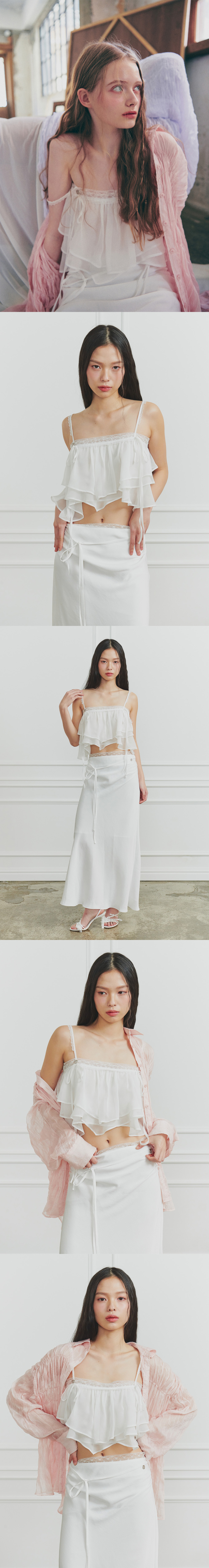 PAINORPLEASURE MERMAID FRILL TOP - 4 COLORS WHITE