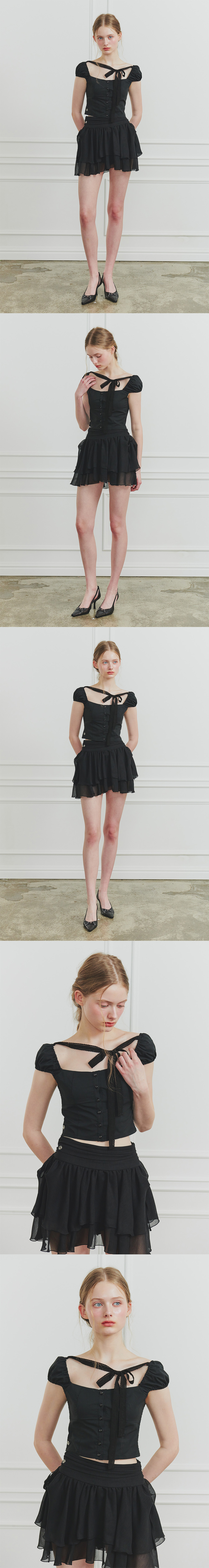 【韓国PAIN OR PLEASURE】MAGNOLIA FRILL SKIRT MUSINSA | PAINORPLEASURE MAGNOLIA FRILL SKIRT black