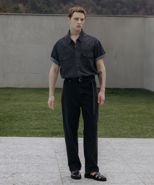Cool Flow Denim Western Short-Sleeve Shirt [Raw Black]