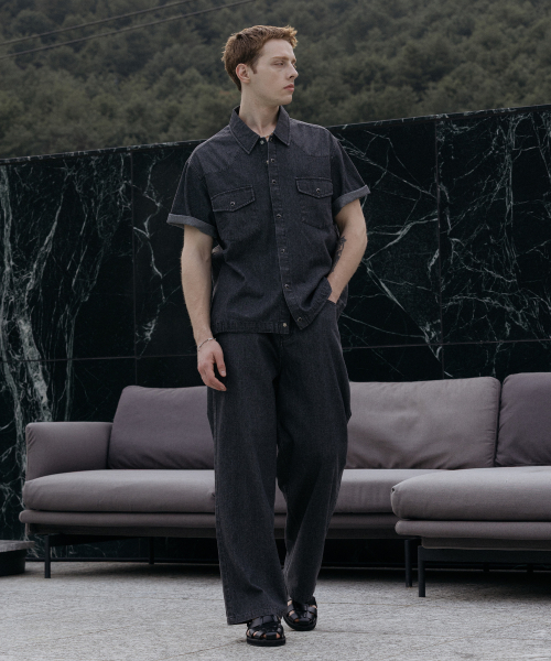Cool Flow Denim Western Short-Sleeve Shirt [Raw Black]