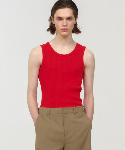 UNISEX, Basic Ribbed Sleeveless / Red