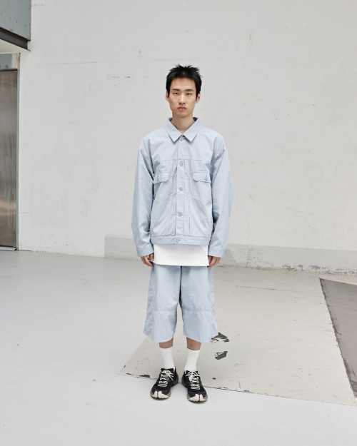 MUSINSA | 999HUMANITY Belted Bermuda Dying Pants (Sky)