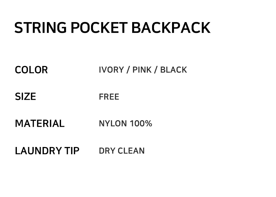 STRING POCKET BACKPACK - 3 COLORS PINK