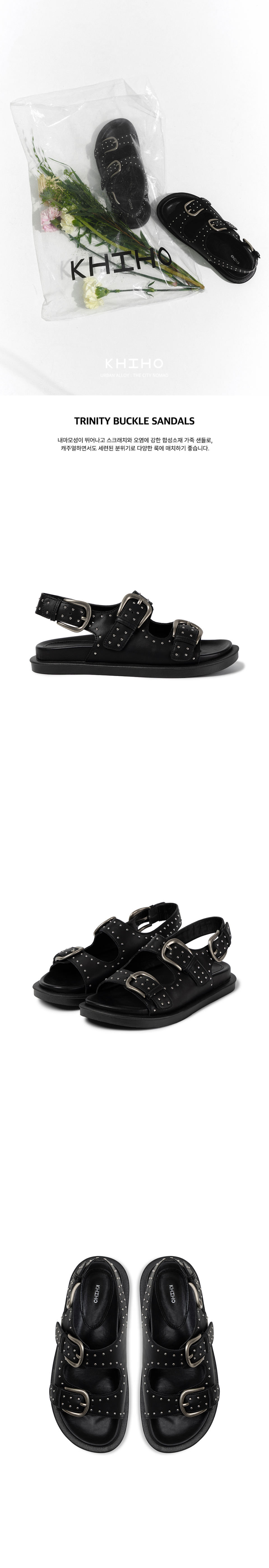 MUSINSA | KHIHO Trinity Buckle Sandals Black