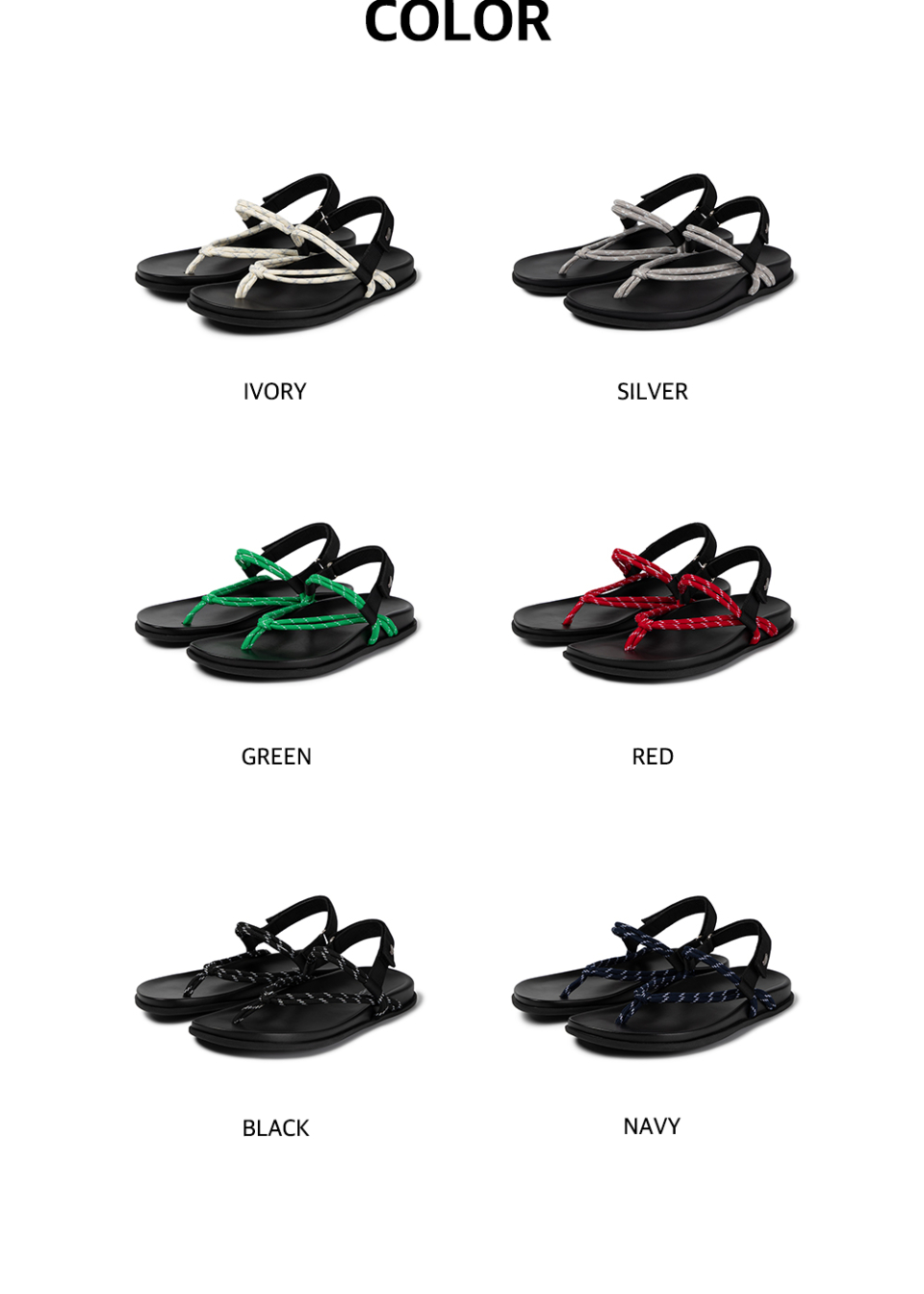 MUSINSA | KHIHO Easy Rope Sandals Black