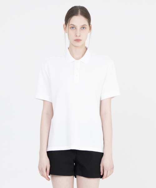 Женское винтажное поло из хлопка пике, Off White
