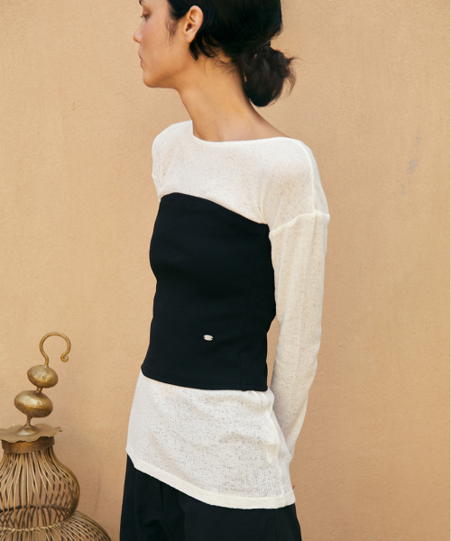 ROUND LOGO TUBE TOP [BLACK]