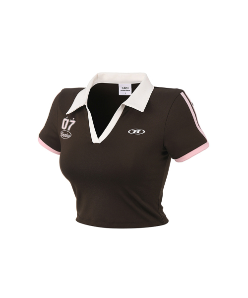 W BRNTW FOOTBALL CROP T-SHIRTS [BROWN]