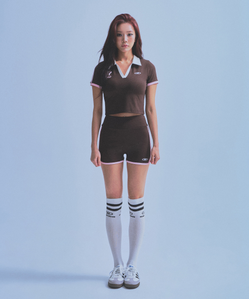 W BRNTW FOOTBALL CROP T-SHIRTS [BROWN]