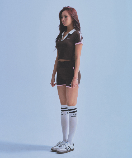 W BRNTW FOOTBALL CROP T-SHIRTS [BROWN]