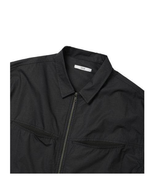 PANEL HALF ZIP SHIRT (BLACK)