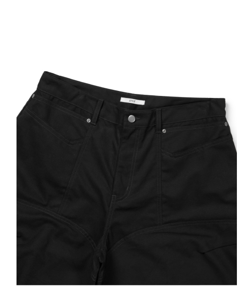 DOUBLE KNEE ZIPPER SHORTS (BLACK)