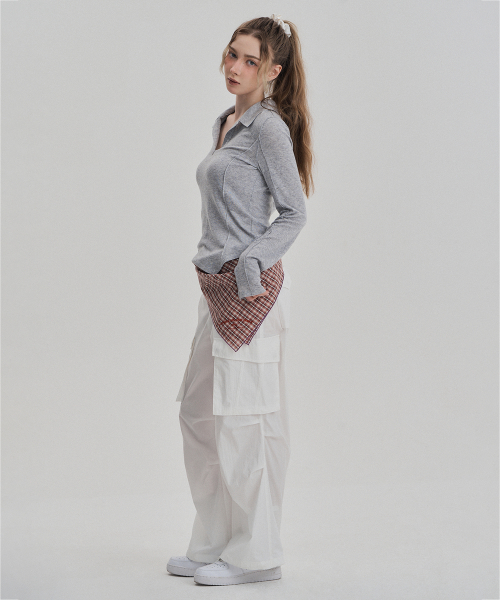 Тонкий лонгслив с воротником Januz (Melange Gray)