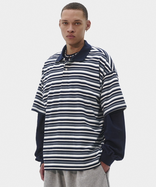 Поло в полоску Alternate, Navy