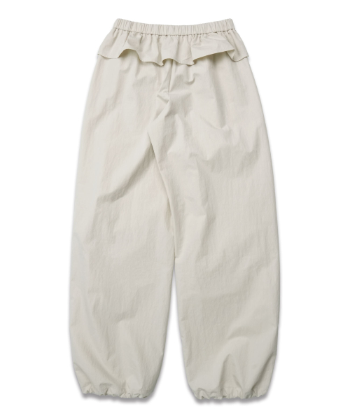 Frill Edge Nylon Pants in Beige