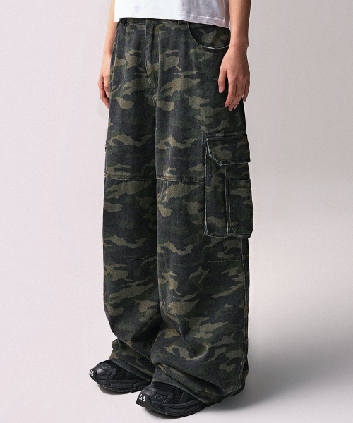 Army Wide Cargo Pants BLACK CAMO