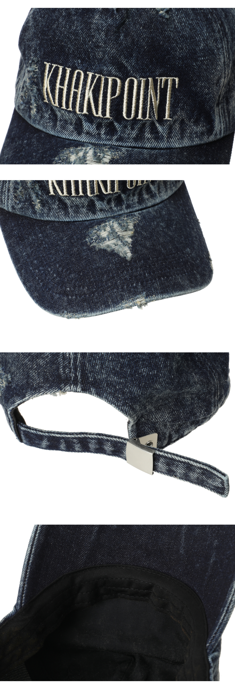 MUSINSA | KHAKIPOINT Destroyed Denim Cap (blue)