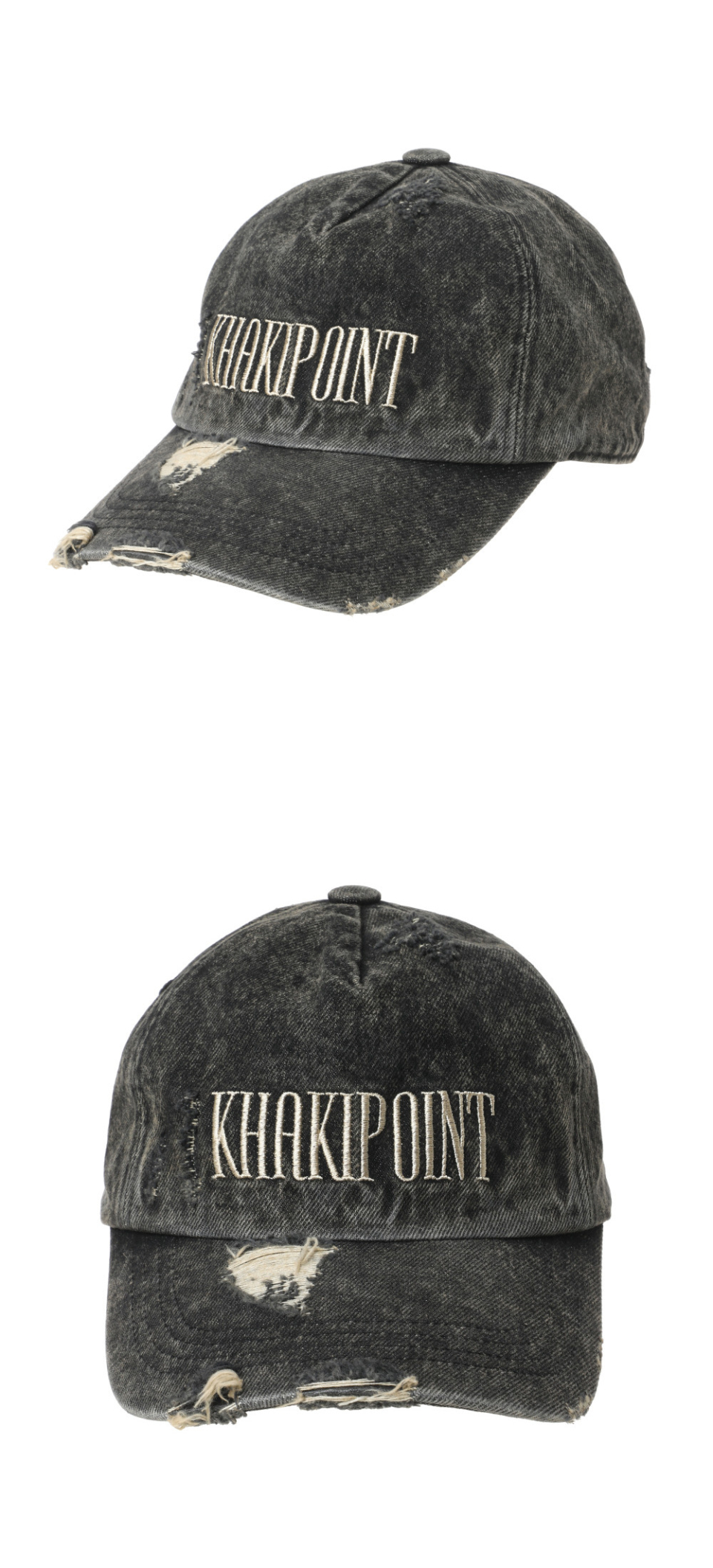 MUSINSA公式 | KHAKIPOINT Destroyed Denim Cap (gray)