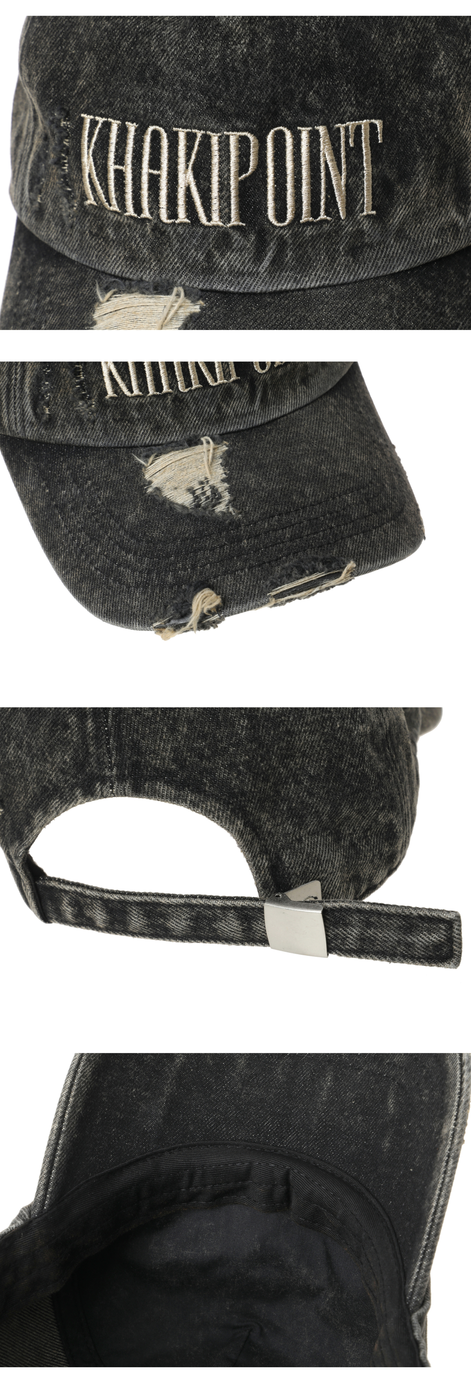 MUSINSA | KHAKIPOINT Destroyed Denim Cap (gray)