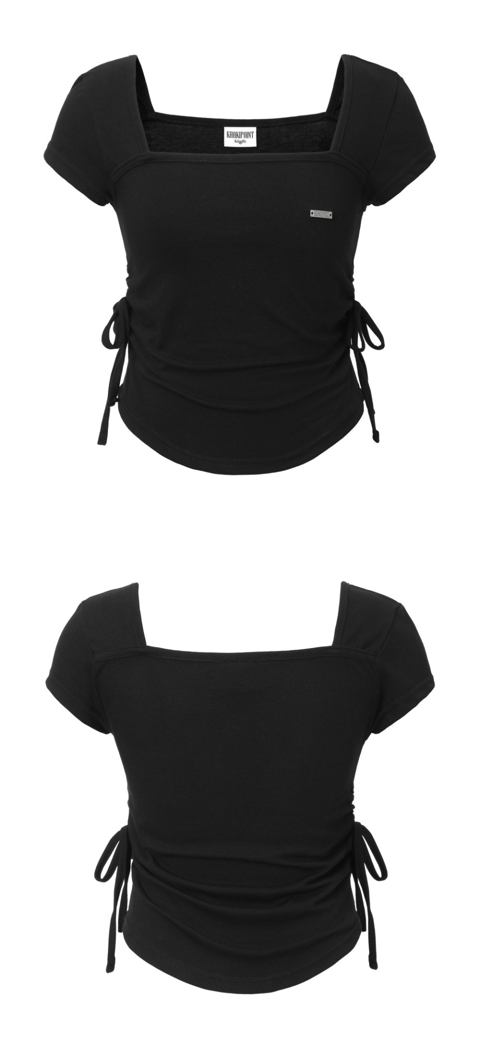 大人気 シャーリングロゴT[KHAKIPOINT] RIBBON SHIRRING T-SHIRT MUSINSA公式 | KHAKIPOINT Ribbon Shirring T-shirt (black)