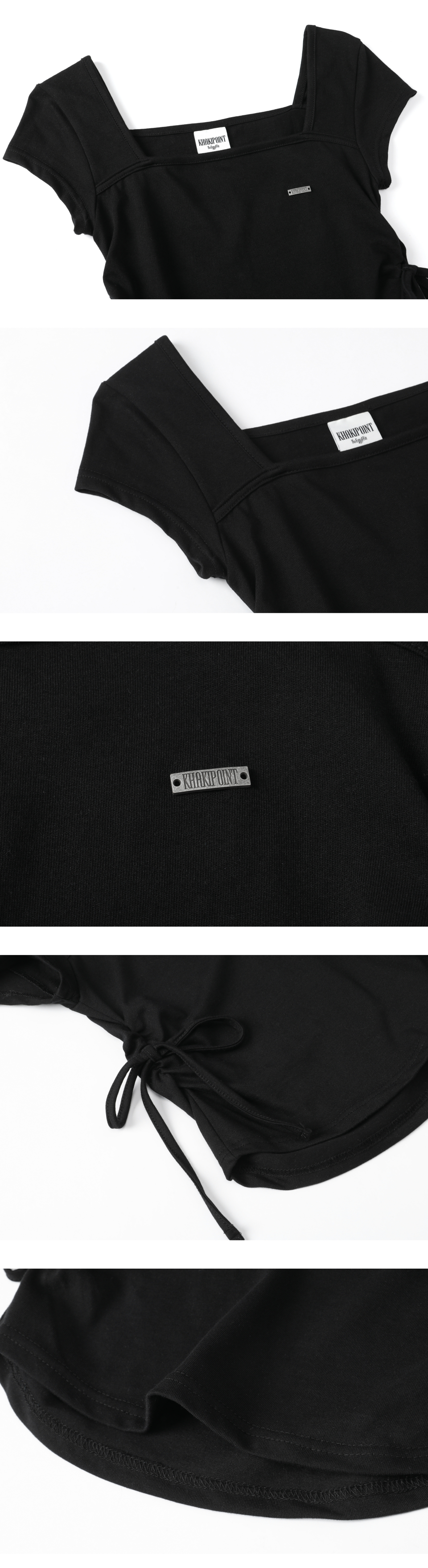 ◆KHAKIPOINT◆ Ribbon Shirring Tshirt melange MUSINSA | KHAKIPOINT Ribbon Shirring T-shirt (melange)