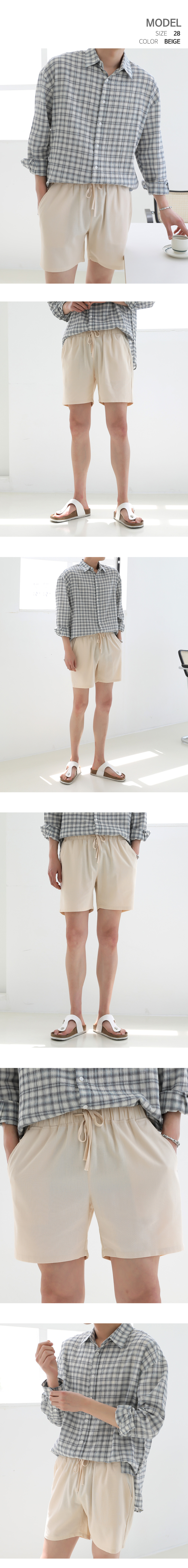 GCLIP ストリングバンディング リネンショートパンツ
