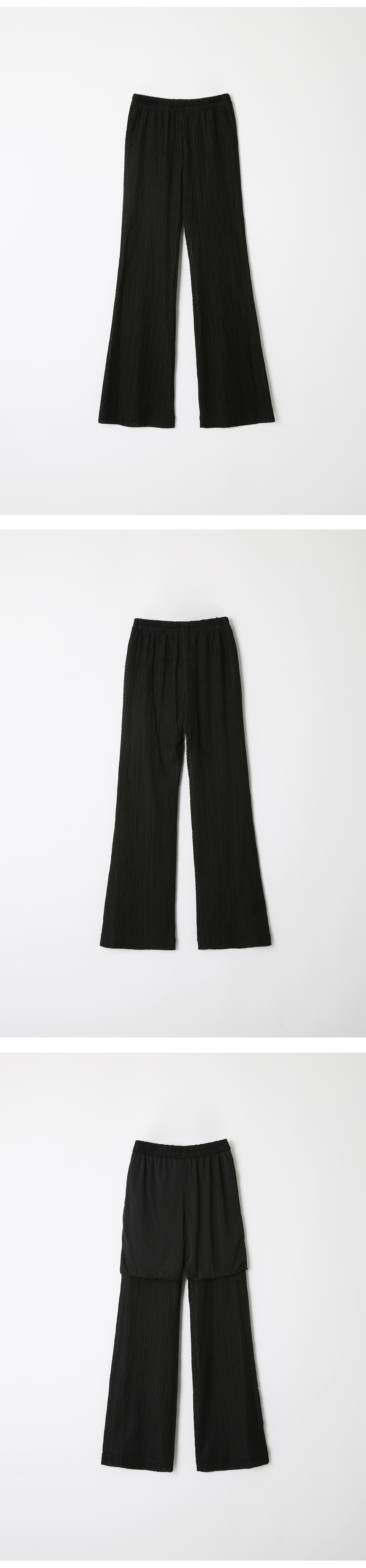 LEVAR ♥ Eyelet Lace Layered Pants /追跡付 MUSINSA | LEVAR Eyelet Lace Layered Pants - Black