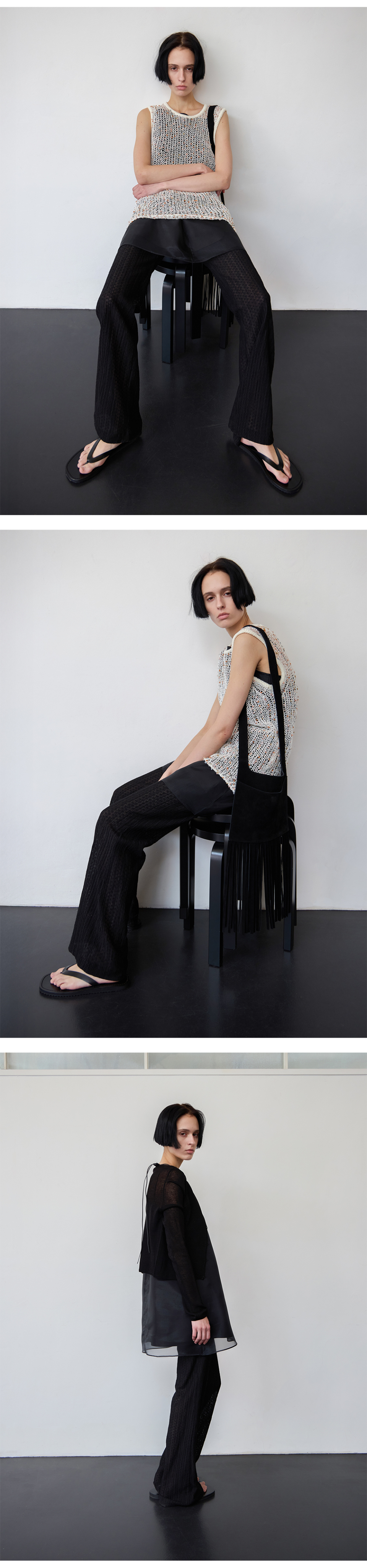 LEVAR ♥ Eyelet Lace Layered Pants /追跡付 MUSINSA | LEVAR Eyelet Lace Layered Pants - Black