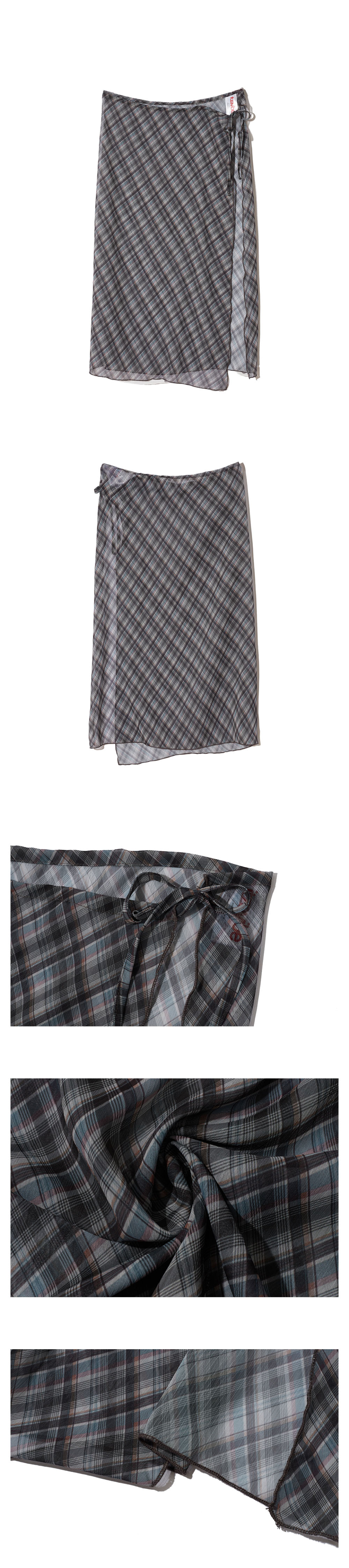 【ITZAVIBE】25ss CHECK LAYERED WRAP LONG SKIRT 잇자바이브(ITZAVIBE) CHECK LAYERED WRAP LONG SKIRT - 사이즈