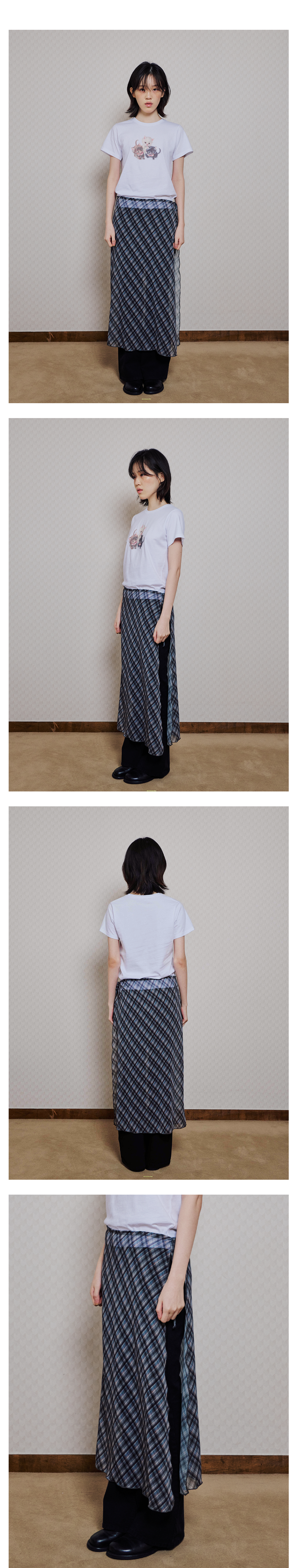 ★2025SS新作★ITZAVIBE★SHIRT STYLE LAYERED WRAP SKIRT 잇자바이브(ITZAVIBE) CHECK LAYERED WRAP LONG SKIRT - 사이즈
