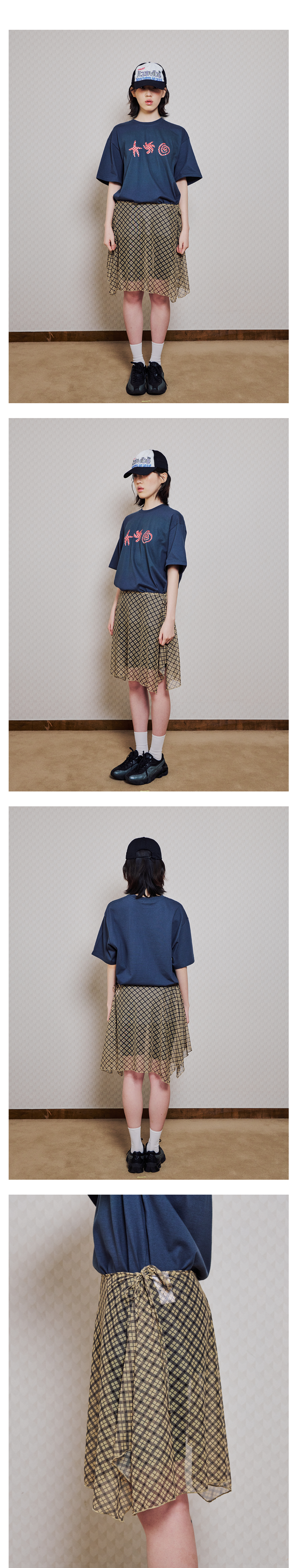 MUSINSA | ITZAVIBE YELLOW CHECK LAYERED WRAP MIDI SKIRT