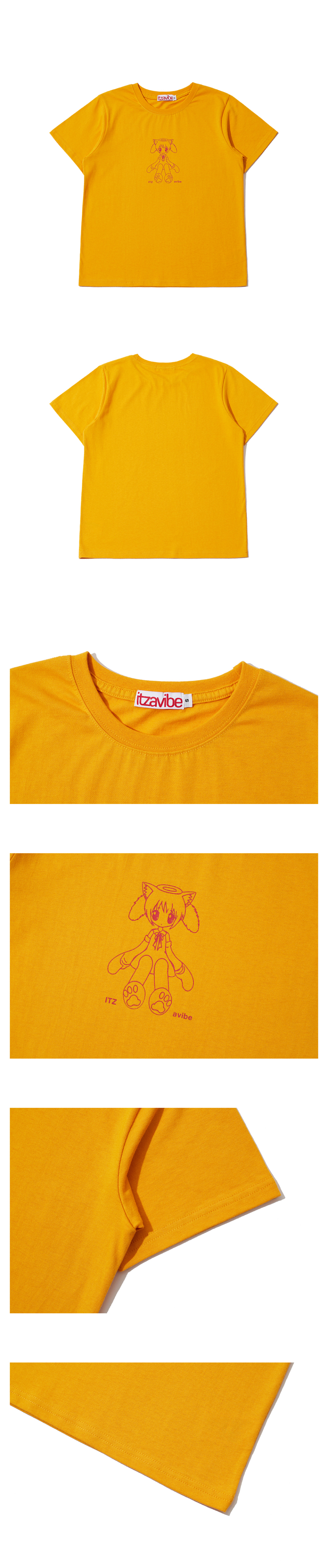 MUSINSA | ITZAVIBE CAT GIRL SLIM T SHIRT - YELLOW