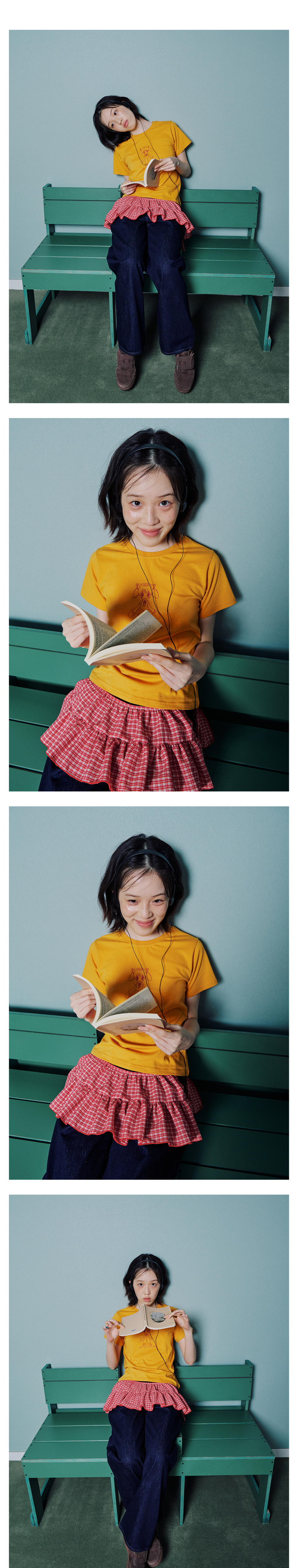MUSINSA | ITZAVIBE CAT GIRL SLIM T SHIRT - YELLOW