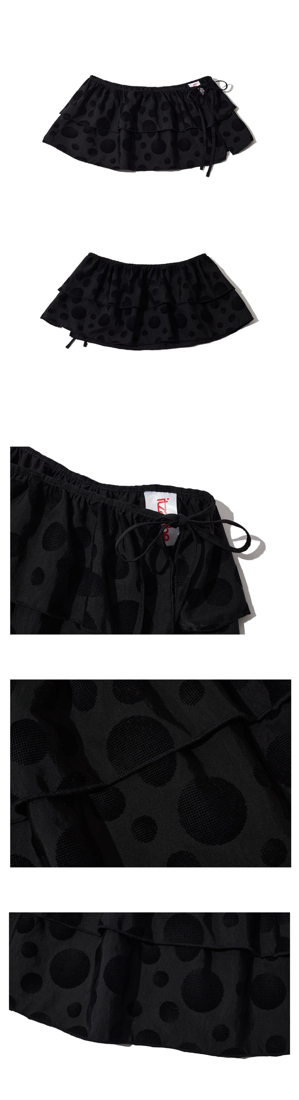 ★25SS新作★ITZAVIBE★BLACK DOTTED LAYERED WRAP SHORT SKIRT MUSINSA | ITZAVIBE BLACK DOTTED LAYERED WRAP SHORT SKIRT