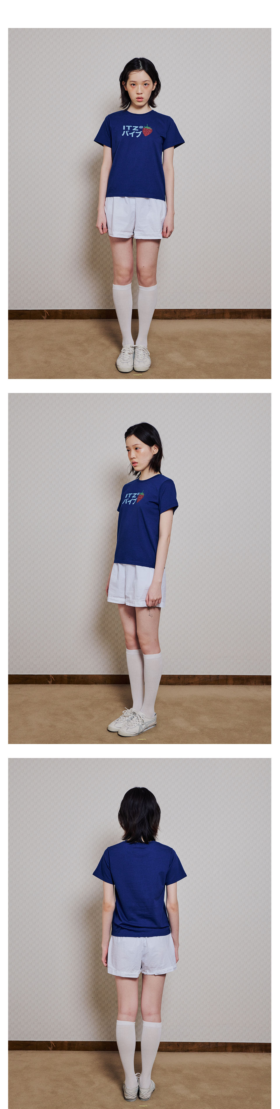 ◆ITZAVIBE◆ STRAWBERRY LOGO SLIM T SHIRT NAVY IBB25WT05NV MUSINSA | ITZAVIBE STRAWBERRY LOGO SLIM T SHIRT - NAVY