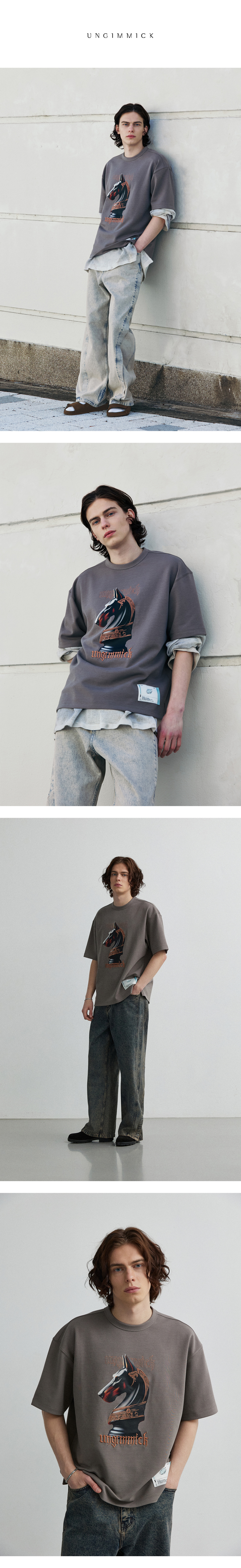 MUSINSA | UNGIMMICK Doberman Knight T-Shirt (Grey)