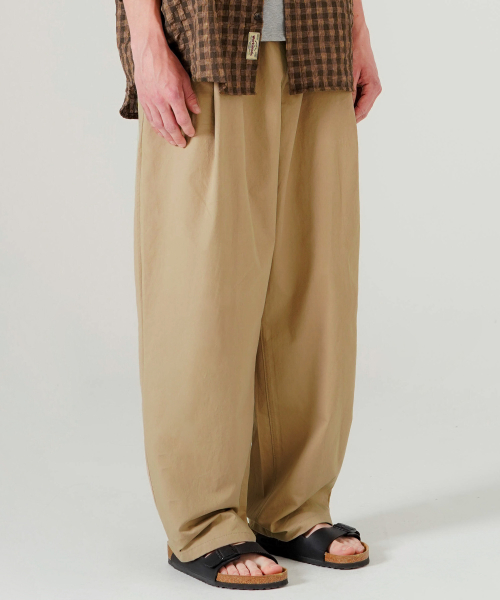 Свободные брюки из вареного хлопка Beige HSLP7796
