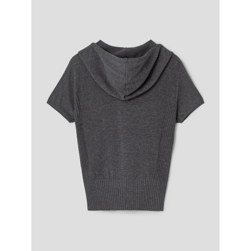 Вязаное худи на молнии с коротким рукавом, GRAY
