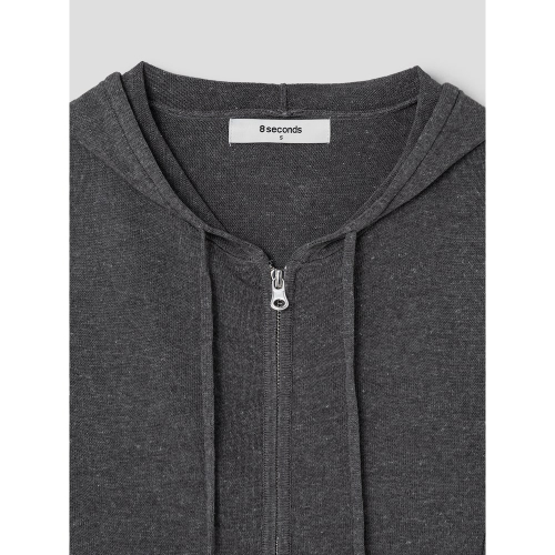 Вязаное худи на молнии с коротким рукавом, GRAY