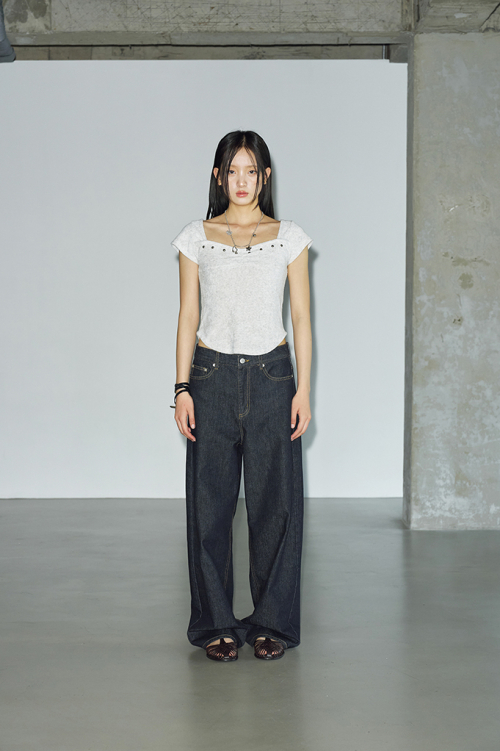 Квадратная футболка Terry Stud Oatmeal